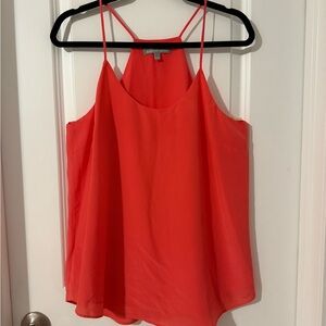 Daniel Rainn Silk Deep Coral Relaxed Camisole Top with Lining, Size Large